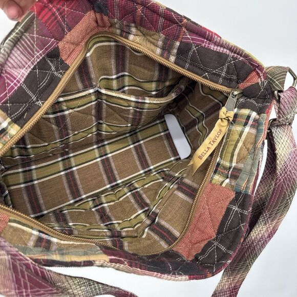 Bella Taylor Cotton Quilted Patchwork Plaid Shoulder Bag Fabric Country - Picture 8 of 11